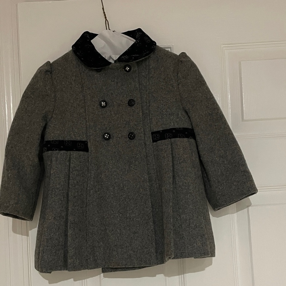 F W Fischer Grey Wool Coat with Bonnet